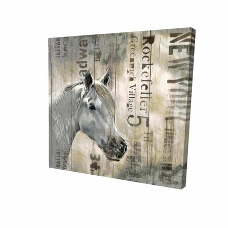 FONDO 32 x 32 in. Rustic White Horse-Print on Canvas FO3345351